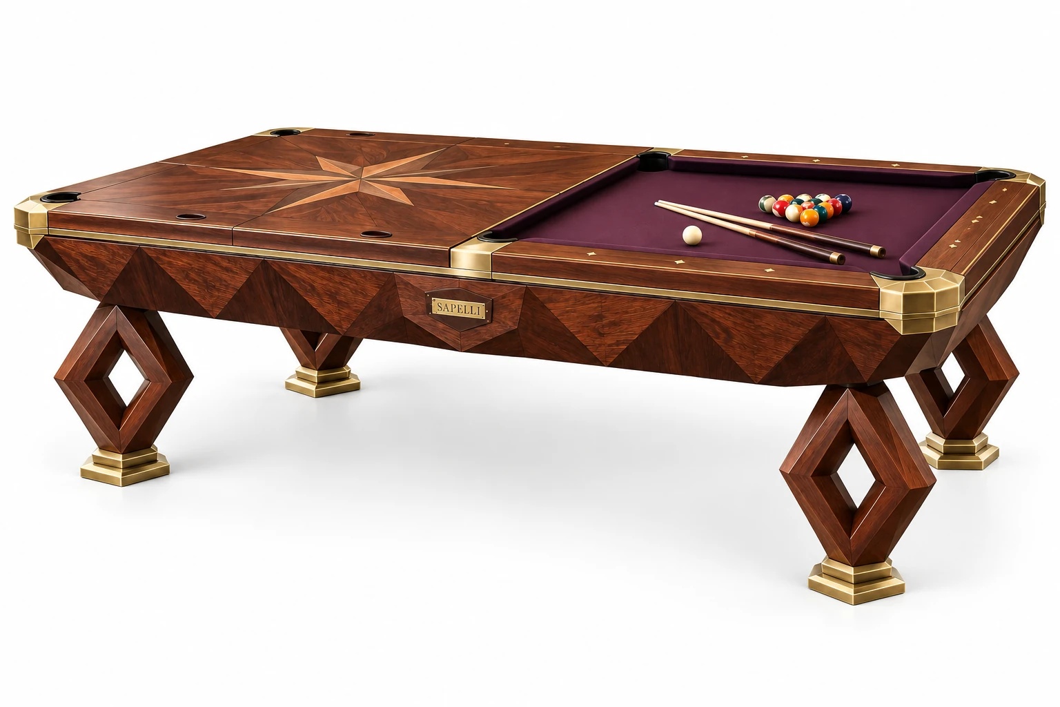 Sapelli History V6 yemek masasına dönüşebilen klasik profesyonel bilardo masası beyaz fonlu ürün görseli Sapelli History V6 yemek masasına dönüşebilen klasik profesyonel bilardo masası beyaz fonlu ürün görseli