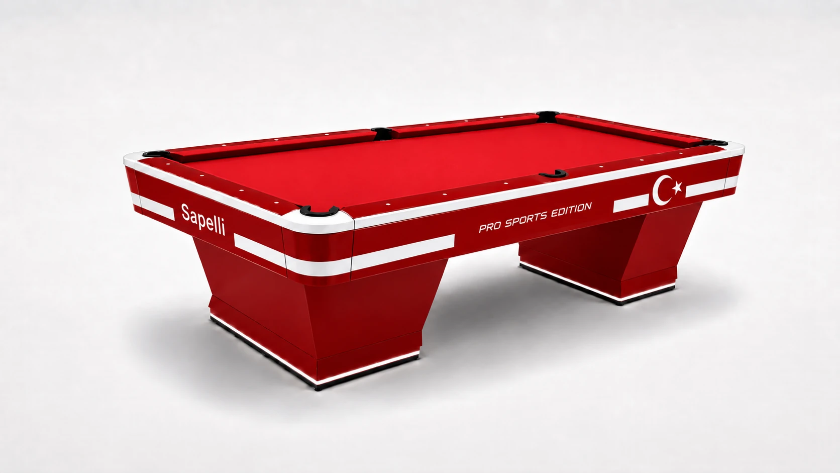Sapelli Pro Sports Edition - Milli Kırmızı Beyaz - profesyonel bilardo masası - Türkiye Bilardo Sanayi üretimi Sapelli modeli - ürün katalog fotoğrafı Sapelli Pro Sports Edition - Milli Kırmızı Beyaz - profesyonel bilardo masası - Türkiye Bilardo Sanayi üretimi Sapelli modeli - ürün katalog fotoğrafı