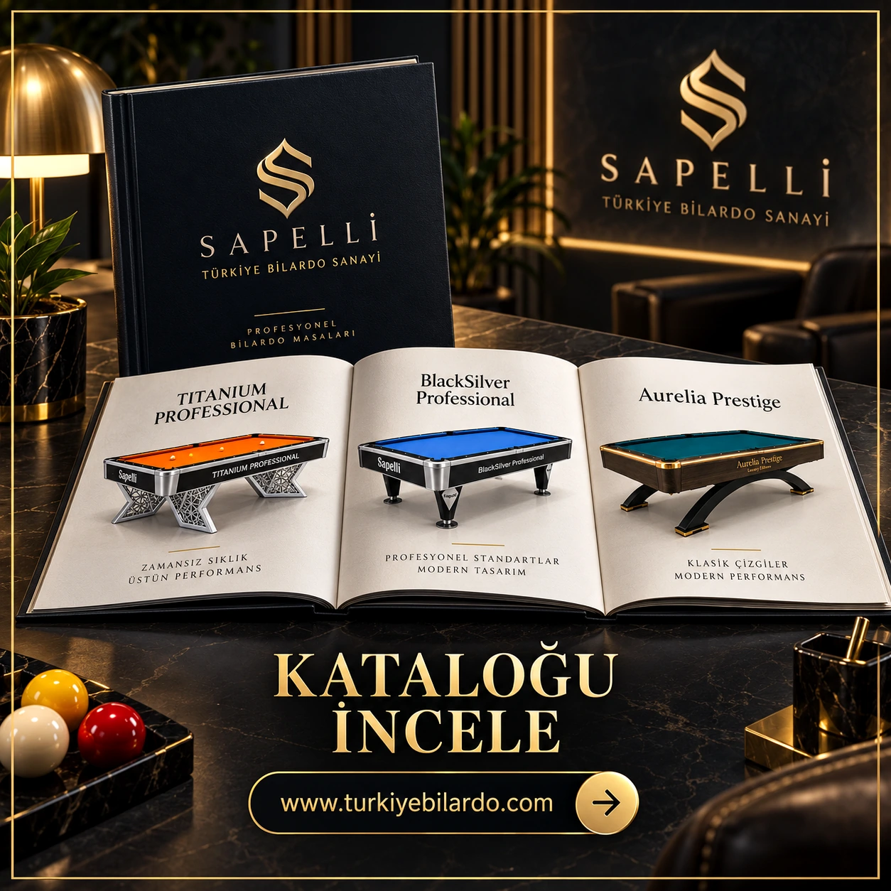 Sapelli bilardo masaları katalog